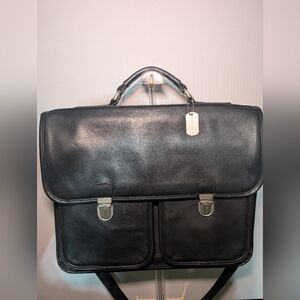 Perry Ellis Black Leather Briefcase